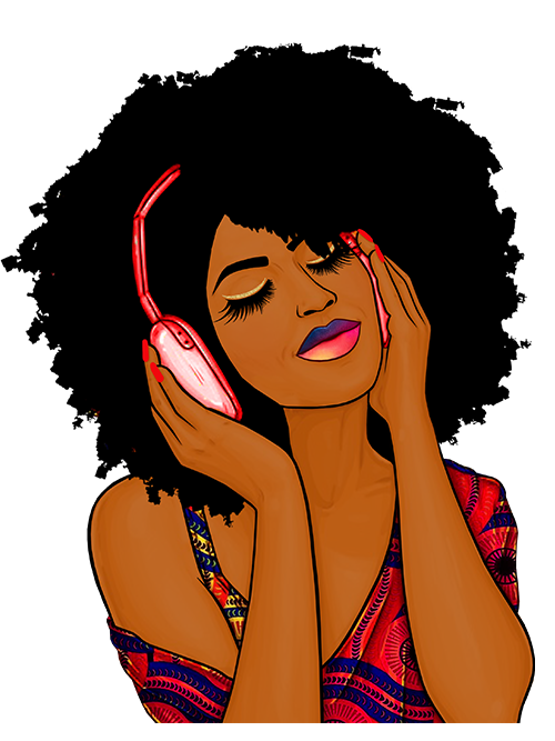 Afro Music Girl PNG (Only) – Handmade by Toya