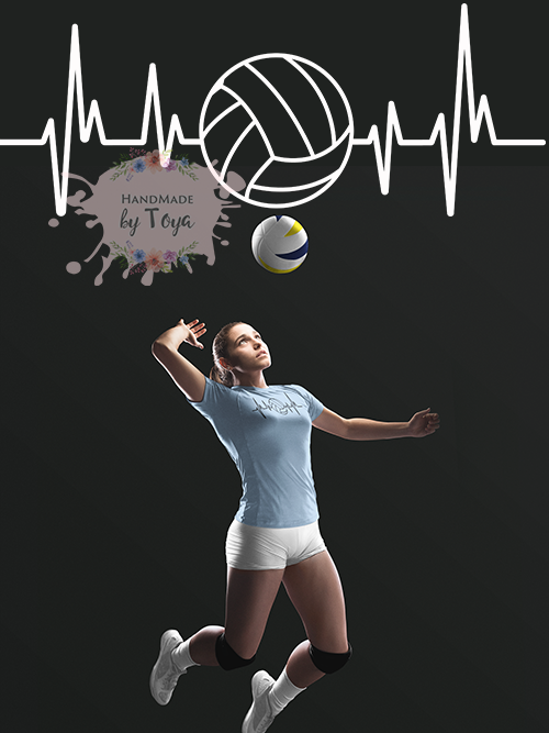 Volleyball Heartbeat SVG, DXF & PNG – Handmade by Toya