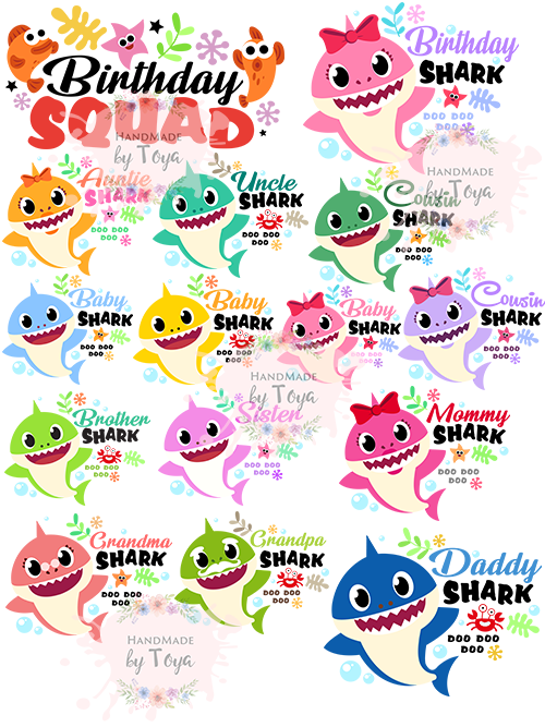 Baby Shark Birthday Squad Family Bundle Svg Dxf Png