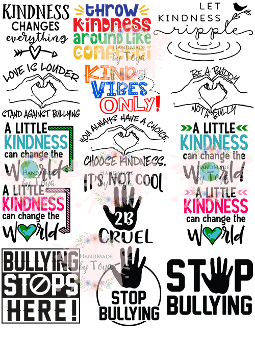 Kindness Anti Bullying Bundle Svg Png Handmade By Toya