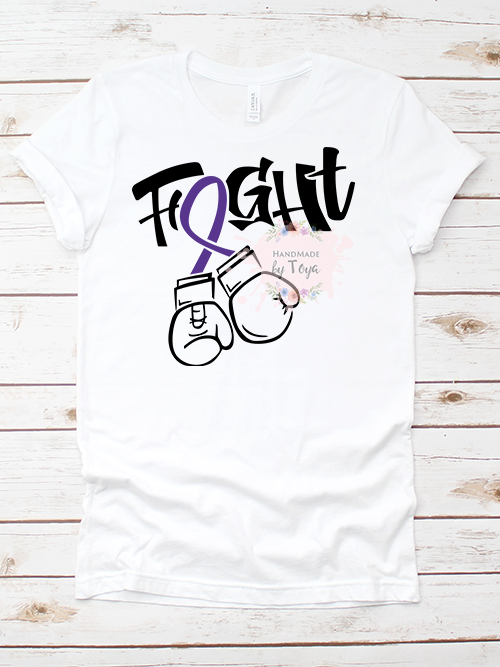 Fight Purple Ribbon Boxing Gloves SVG & PNG Handmade by Toya