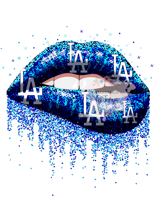 LA Dodgers Glitter Dripping Lips PNG – Handmade by Toya
