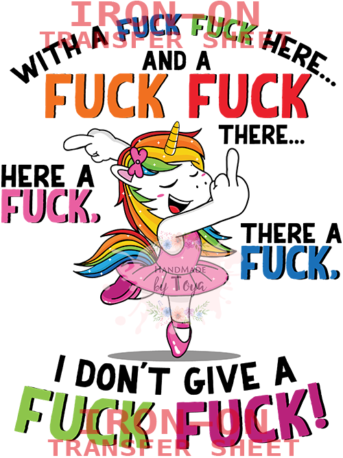 Middle Finger Unicorn I Don T Give A F Screen Print Iron On Transfer Sheet Only Handmade By Toya