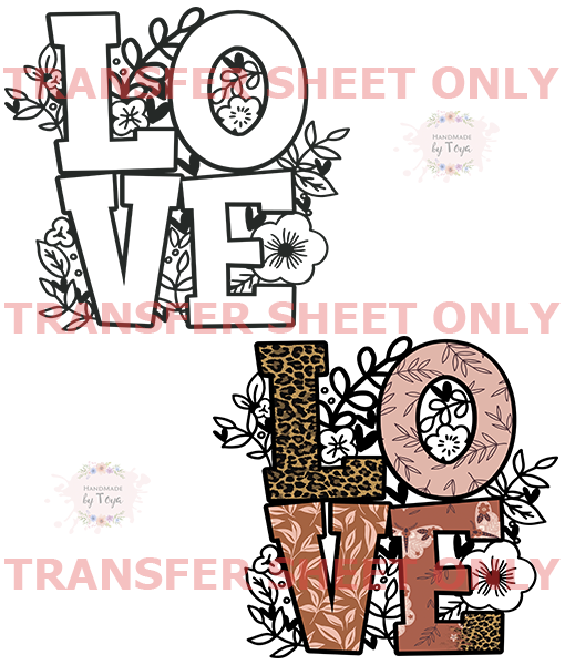 LOVE (IRON ON TRANSFER SHEET ONLY) – Handmade by Toya