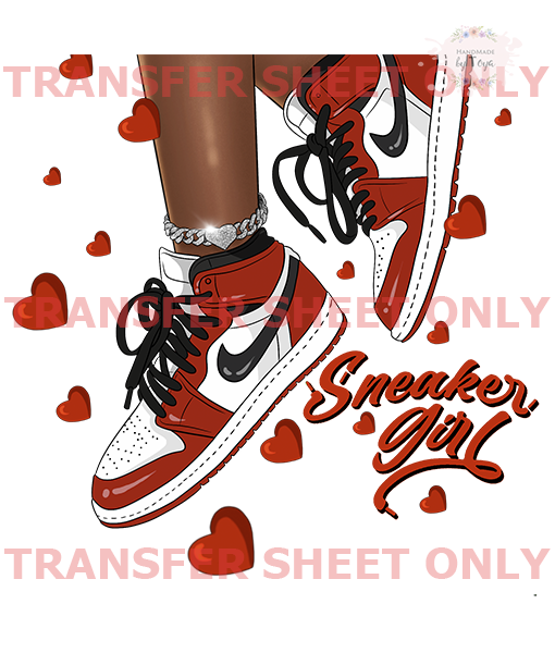 Sneaker Girl (IRON ON TRANSFER SHEET ONLY) RED – Handmade by Toya