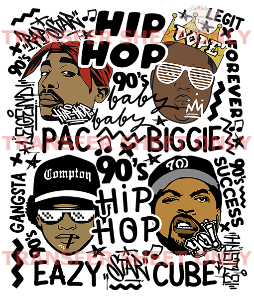 90s Rapper Graffiti (IRON ON TRANSFER SHEET ONLY) – Handmade by Toya