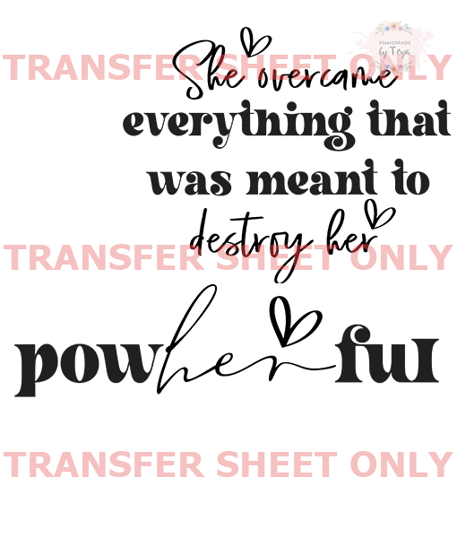 PowHERful (IRON ON TRANSFER SHEET ONLY) Handmade by Toya